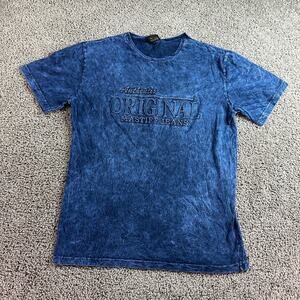 Mastiff Shirt Mens M Blue Tie Dye Embosses Short Sleeve Streetwear Casual FLAW
